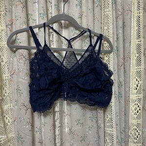 Aerie Double Lace Bralette Navy Size XL